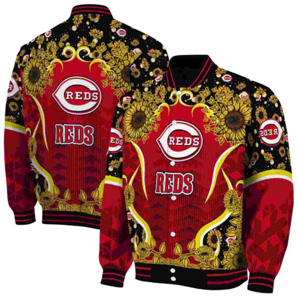 cincinnati reds sunflower bloom red yellow jacket fashion forward