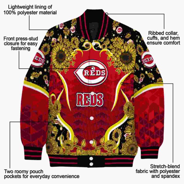 cincinnati reds sunflower bloom red yellow jacket new arrival