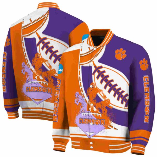 clemson tigers baseball stitching purple white jacket fashion forward