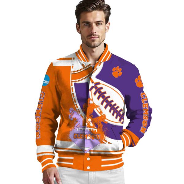 clemson tigers baseball stitching purple white jacket high quality