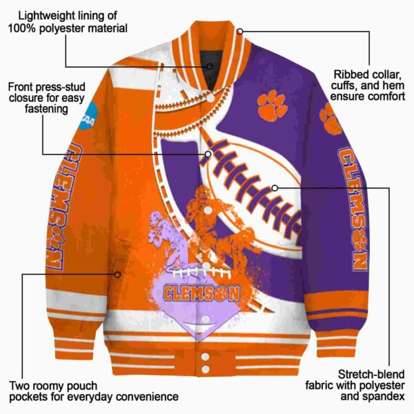 clemson tigers baseball stitching purple white jacket new arrival
