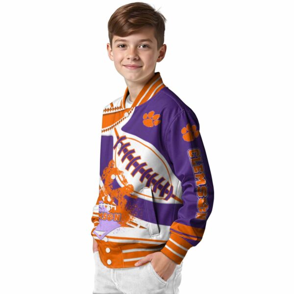 clemson tigers baseball stitching purple white jacket trendy