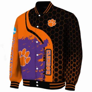 clemson tigers hexagonal pattern orange black jacket best selling