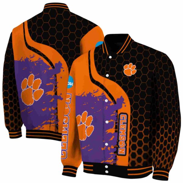 clemson tigers hexagonal pattern orange black jacket fashion forward