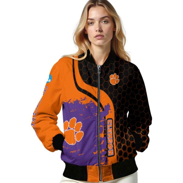 clemson tigers hexagonal pattern orange black jacket latest model