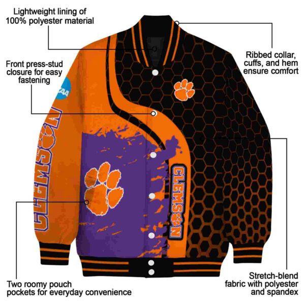 clemson tigers hexagonal pattern orange black jacket new arrival