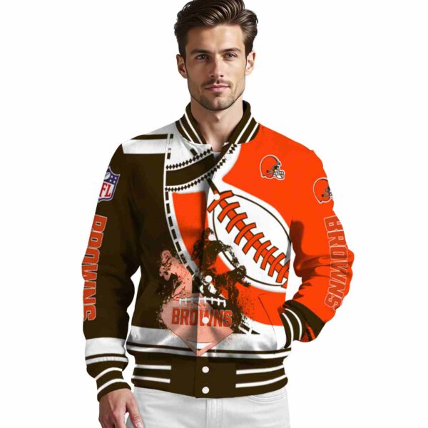 cleveland browns baseball stitching orange white jacket high quality
