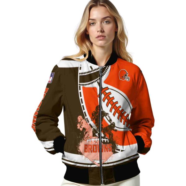 cleveland browns baseball stitching orange white jacket latest model