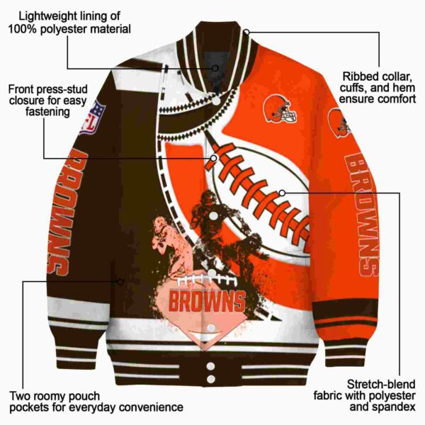 cleveland browns baseball stitching orange white jacket new arrival