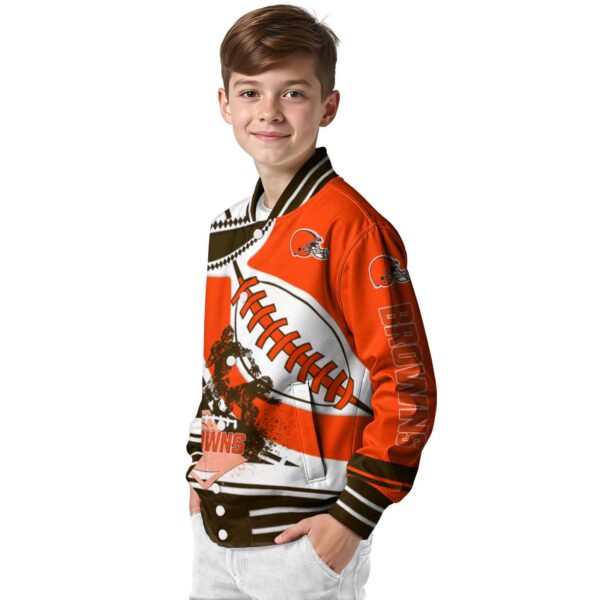 cleveland browns baseball stitching orange white jacket trendy