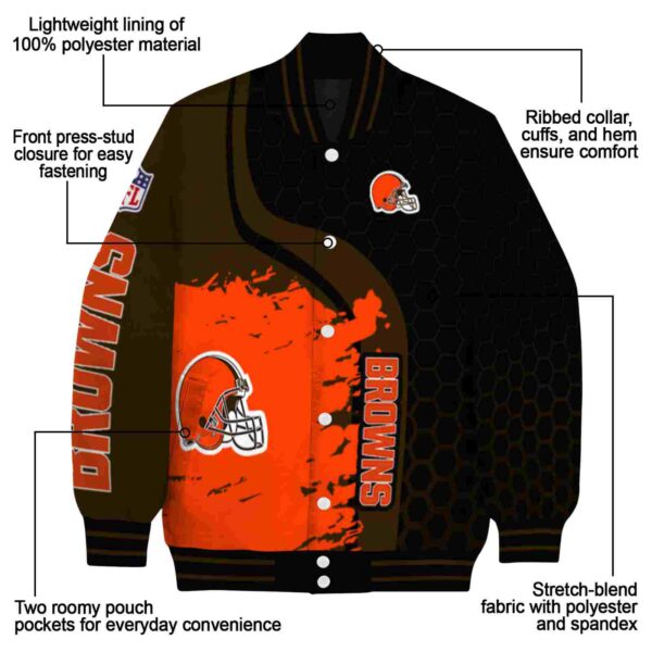 cleveland browns hexagonal pattern brown black jacket new arrival