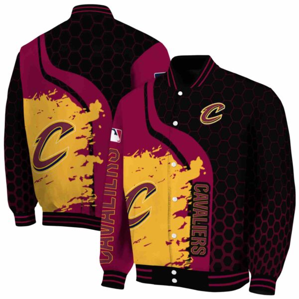 cleveland cavaliers hexagonal pattern wine black jacket fashion forward