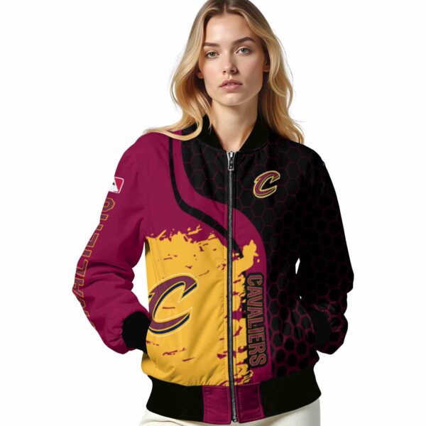 cleveland cavaliers hexagonal pattern wine black jacket latest model