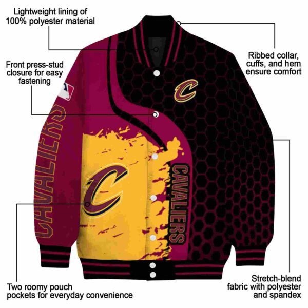 cleveland cavaliers hexagonal pattern wine black jacket new arrival