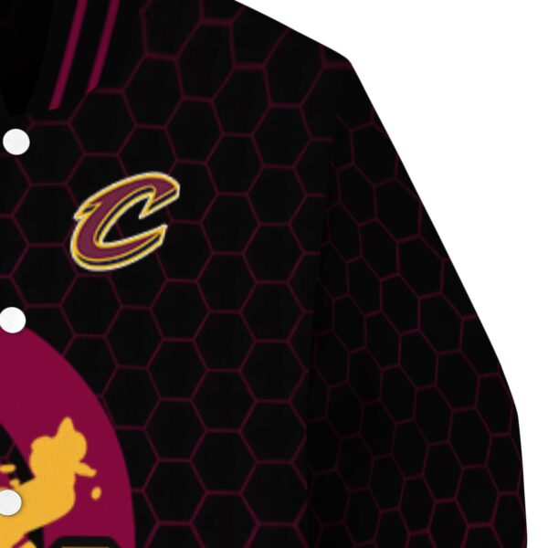 cleveland cavaliers hexagonal pattern wine black jacket premium grade