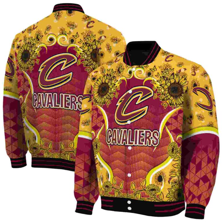 cleveland cavaliers sunflower bloom wine yellow jacket fashion forward