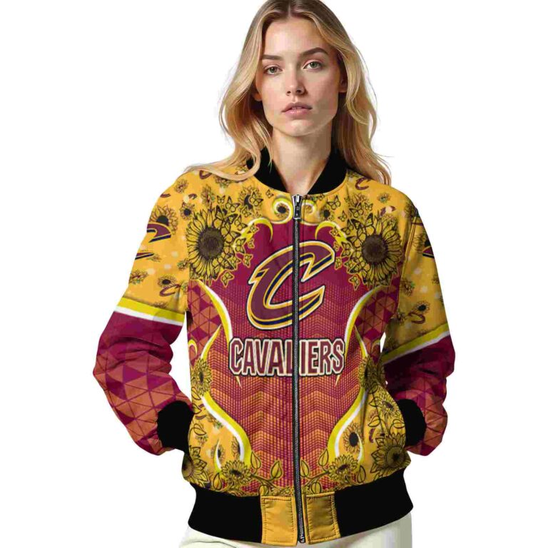 cleveland cavaliers sunflower bloom wine yellow jacket latest model
