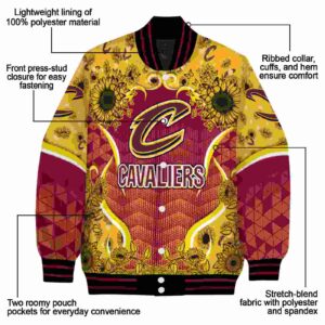 cleveland cavaliers sunflower bloom wine yellow jacket new arrival