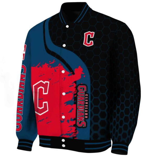 cleveland guardians hexagonal pattern navy blue black jacket best selling