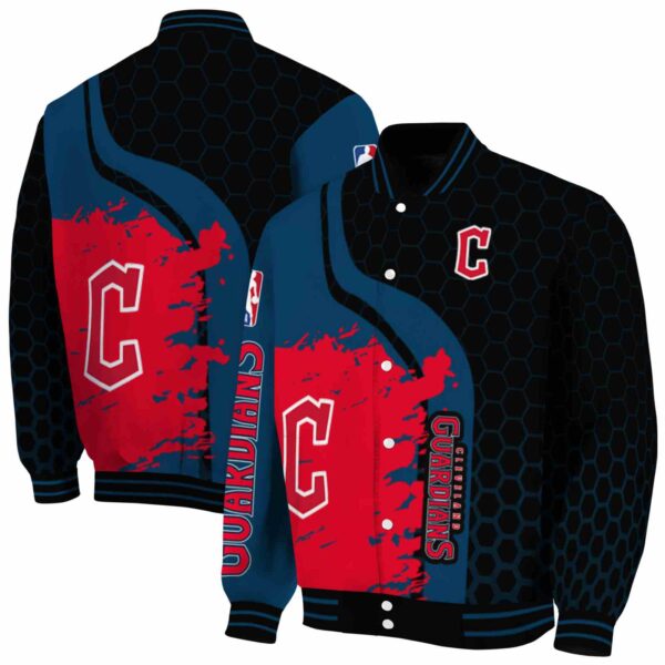 cleveland guardians hexagonal pattern navy blue black jacket fashion forward