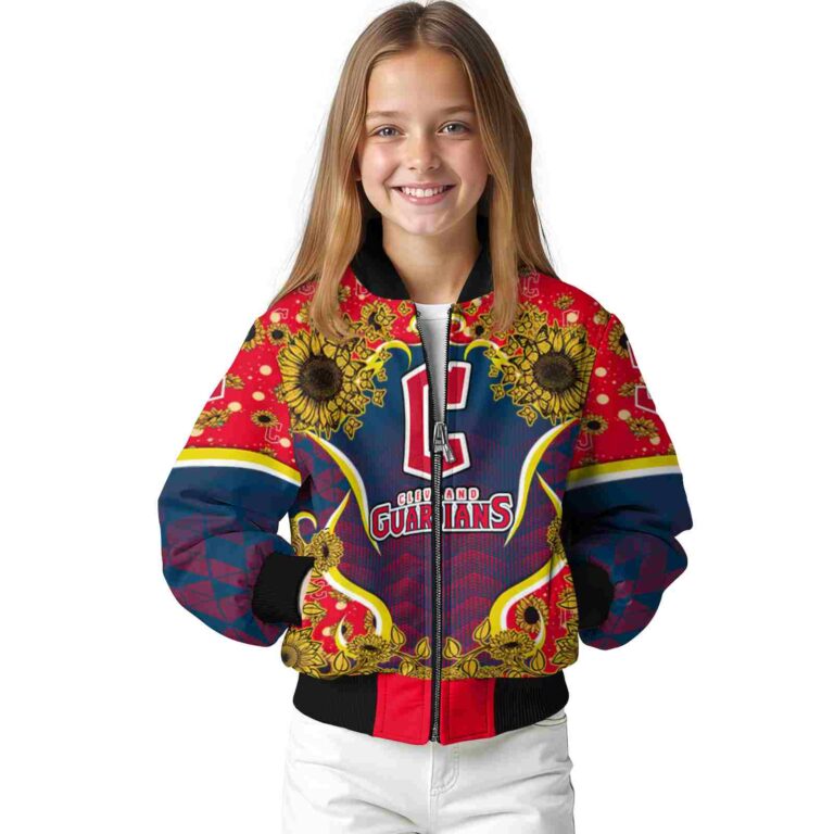 cleveland guardians sunflower bloom navy blue yellow jacket top rated