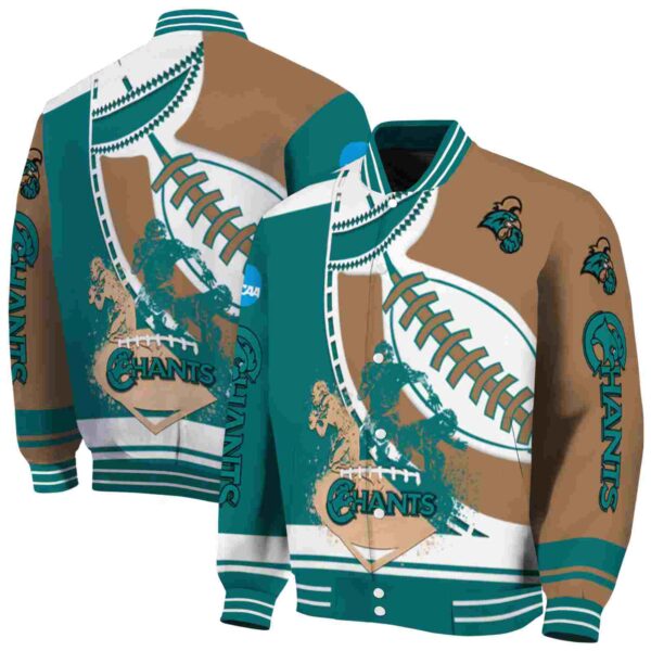 coastal carolina chanticleers baseball stitching gold white jacket fashion forward
