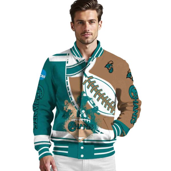coastal carolina chanticleers baseball stitching gold white jacket high quality