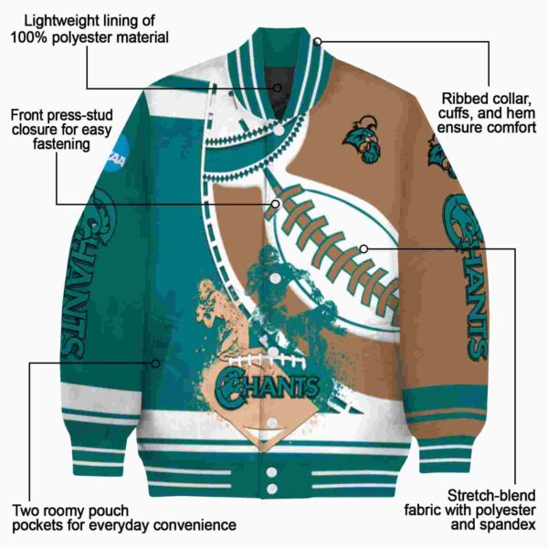 coastal carolina chanticleers baseball stitching gold white jacket new arrival