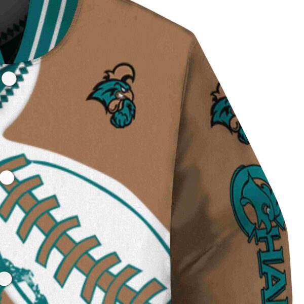 coastal carolina chanticleers baseball stitching gold white jacket premium grade