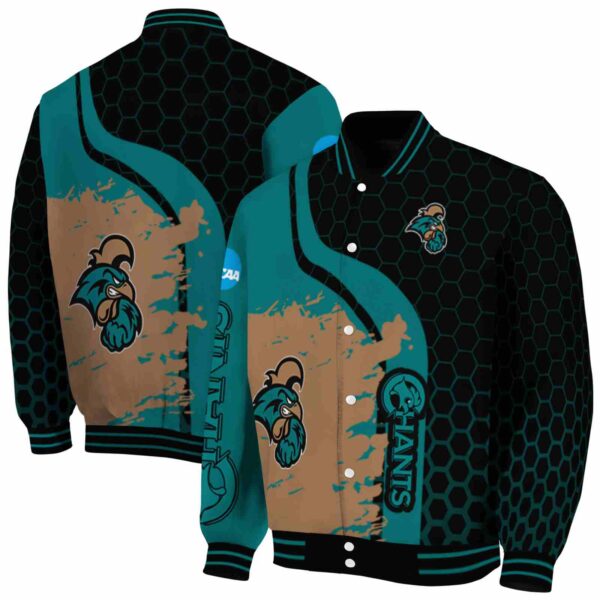coastal carolina chanticleers hexagonal pattern green black jacket fashion forward