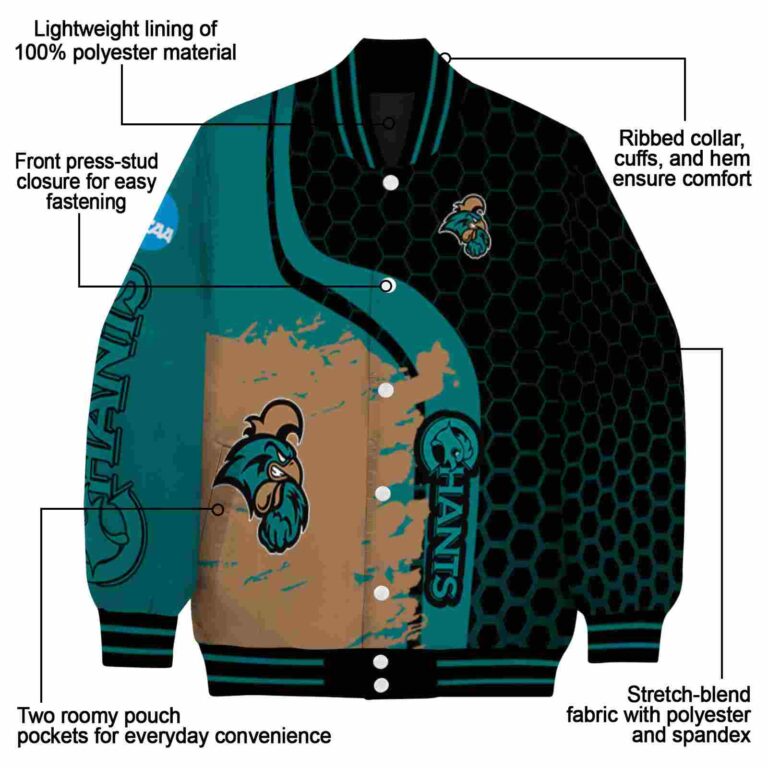 coastal carolina chanticleers hexagonal pattern green black jacket new arrival