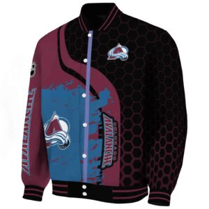 colorado avalanche hexagonal pattern burgundy black jacket best selling
