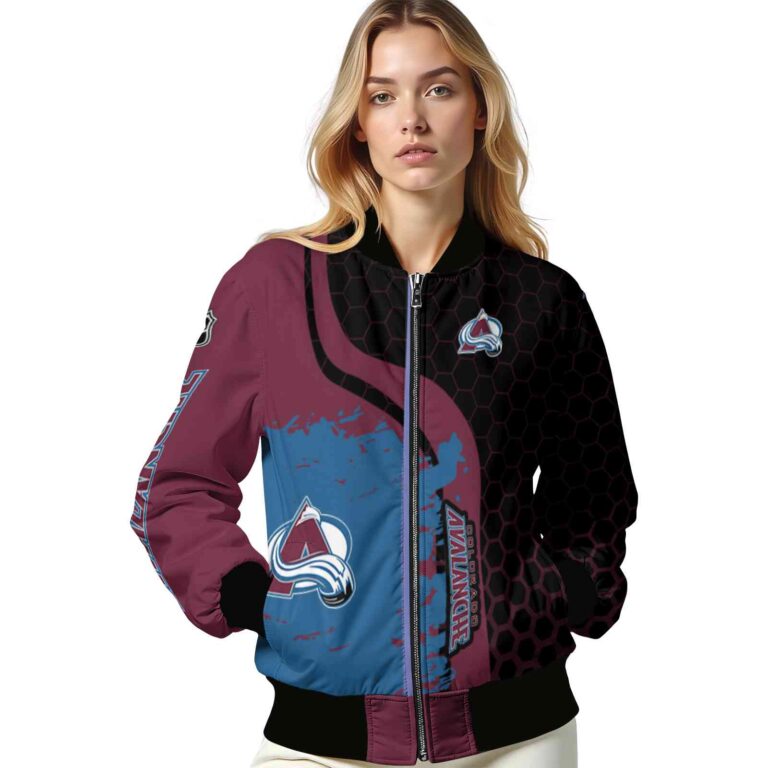 colorado avalanche hexagonal pattern burgundy black jacket latest model