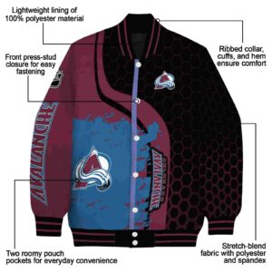 colorado avalanche hexagonal pattern burgundy black jacket new arrival