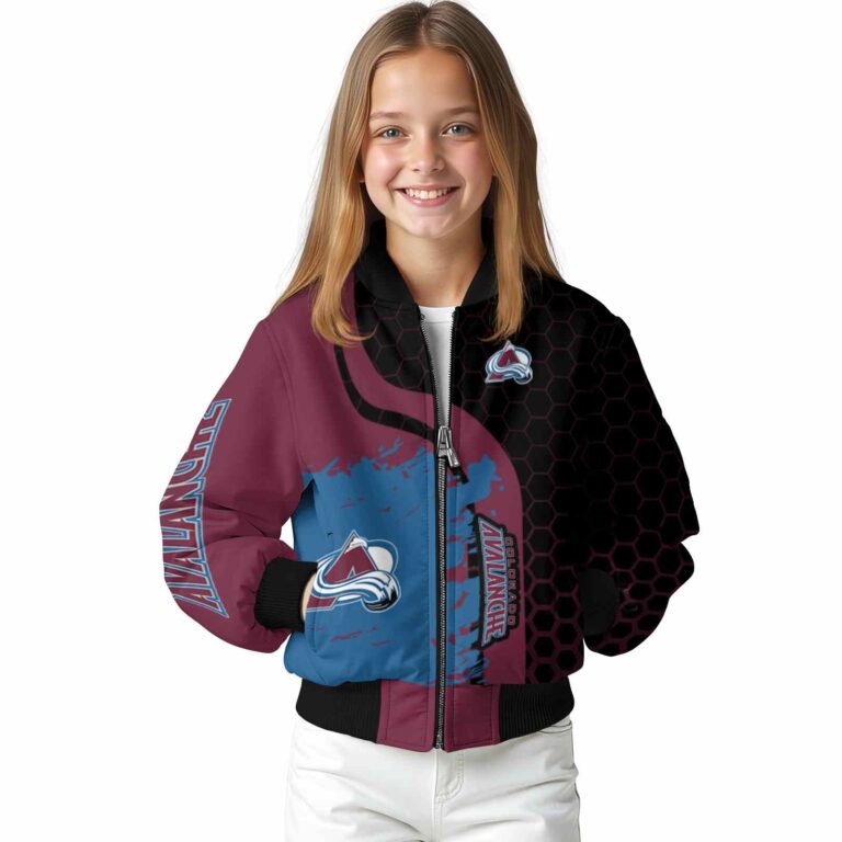 colorado avalanche hexagonal pattern burgundy black jacket top rated