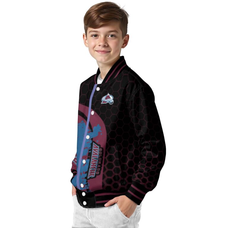 colorado avalanche hexagonal pattern burgundy black jacket trendy
