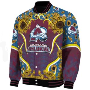 colorado avalanche sunflower bloom burgundy yellow jacket best selling