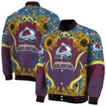 colorado avalanche sunflower bloom burgundy yellow jacket best selling