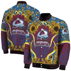 colorado avalanche sunflower bloom burgundy yellow jacket fashion forward