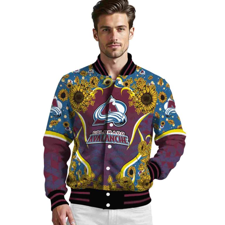 colorado avalanche sunflower bloom burgundy yellow jacket high quality