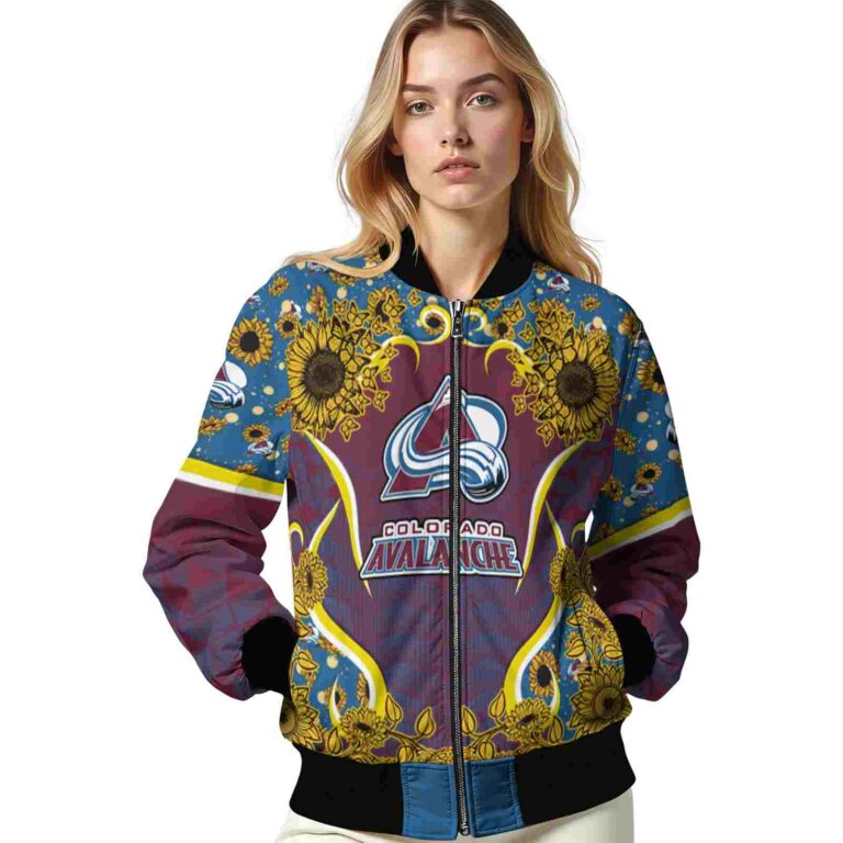 colorado avalanche sunflower bloom burgundy yellow jacket latest model