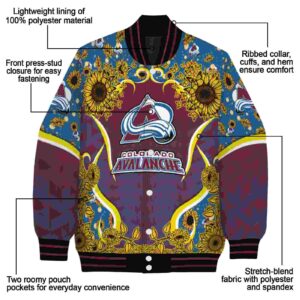 colorado avalanche sunflower bloom burgundy yellow jacket new arrival