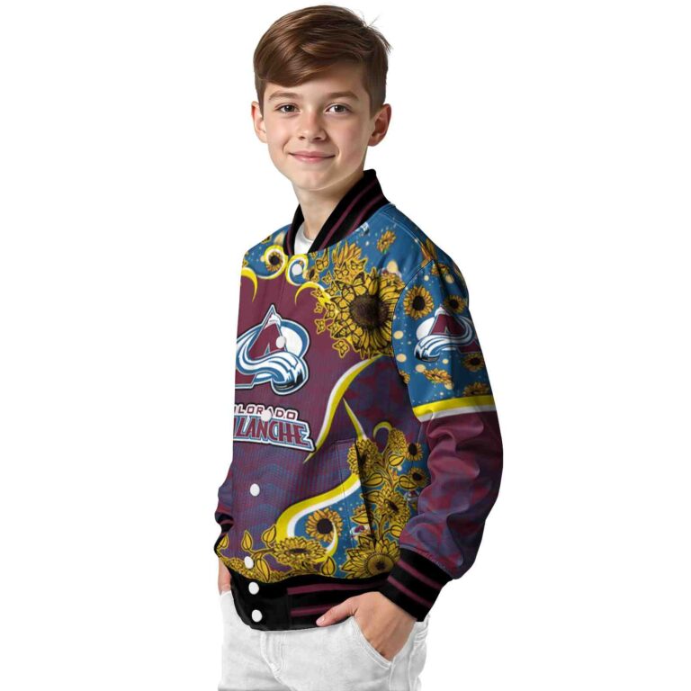 colorado avalanche sunflower bloom burgundy yellow jacket trendy