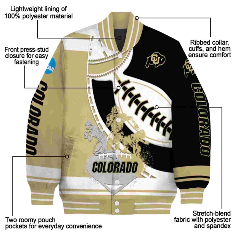colorado buffaloes baseball stitching black white jacket new arrival