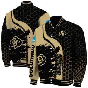 colorado buffaloes hexagonal pattern gold black jacket fashion forward