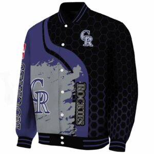 colorado rockies hexagonal pattern blue black jacket best selling