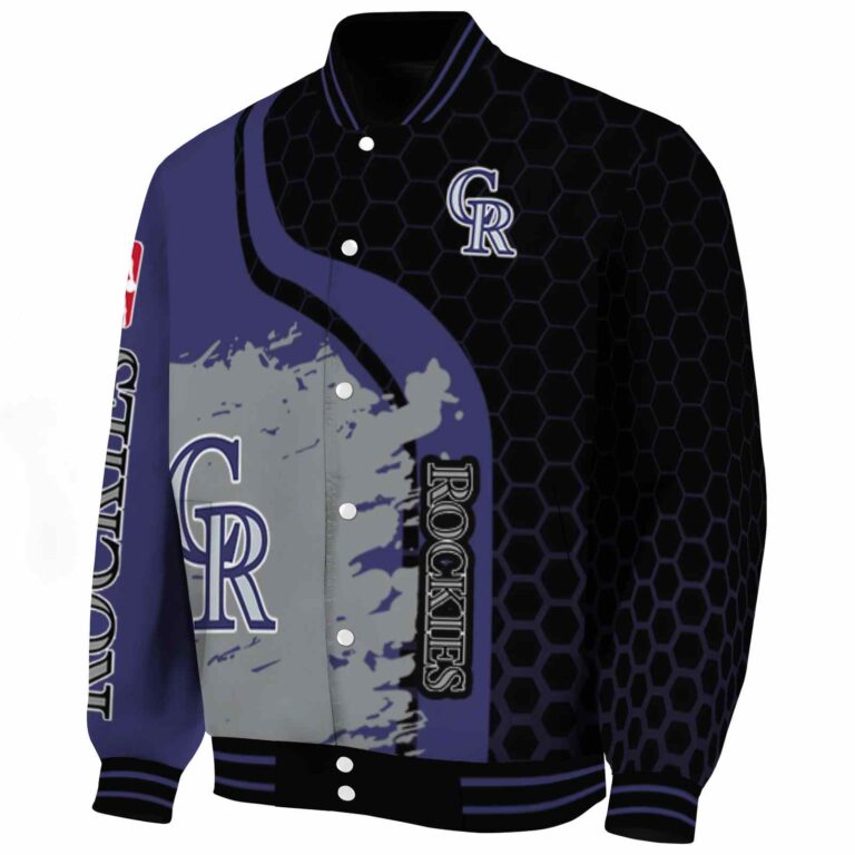 colorado rockies hexagonal pattern blue black jacket best selling
