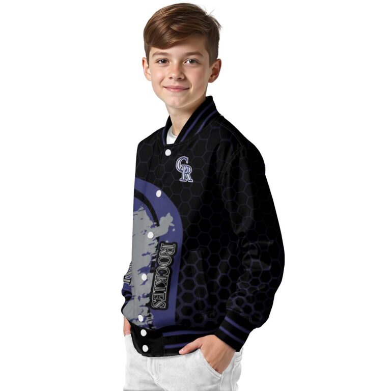 colorado rockies hexagonal pattern blue black jacket trendy