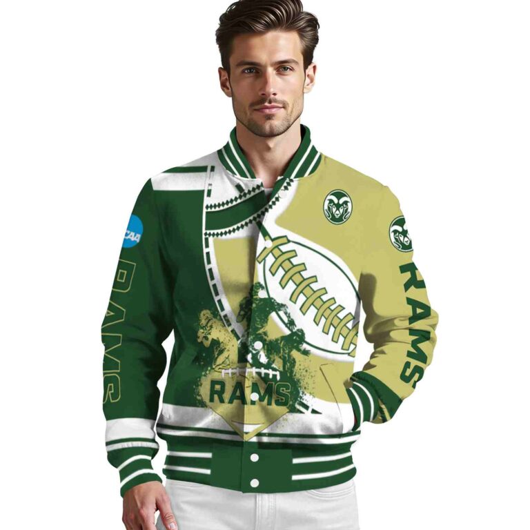 colorado state rams baseball stitching gold white jacket high quality