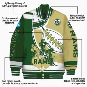 colorado state rams baseball stitching gold white jacket new arrival